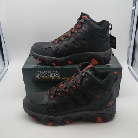 NEW Skechers Outdoor Pine Trail Gotera Hiking Boots Men's 10 Black Leather - Picture 3 of 12